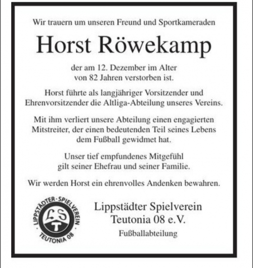 Traueranzeige Horst Röwekamp